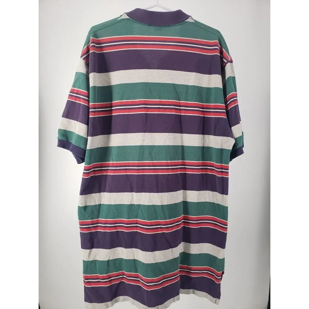 Ralph Lauren Men's Striped Red & Navy Blue‎ Polo Size XL Made In USA Vintage